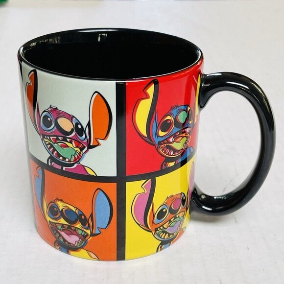Disney Lilo & Stitch Multicolor Coffee Mug Black Interior Large Mug Cartoon Cup - Picture 1 of 6